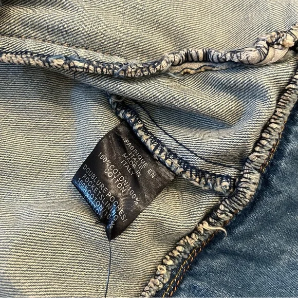 Balmain Women’s Moto Jacket Denim Open Front Acid Wash Light Size XXL - Picture 7 of 7